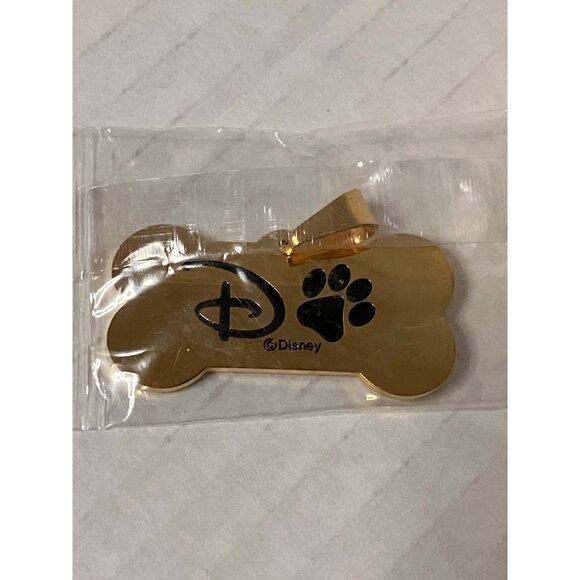Disney Pluto Blue Drawstring Bag Yellow Bone Poop Bag Holder Gold Dog Tag Charm - Picture 5 of 10